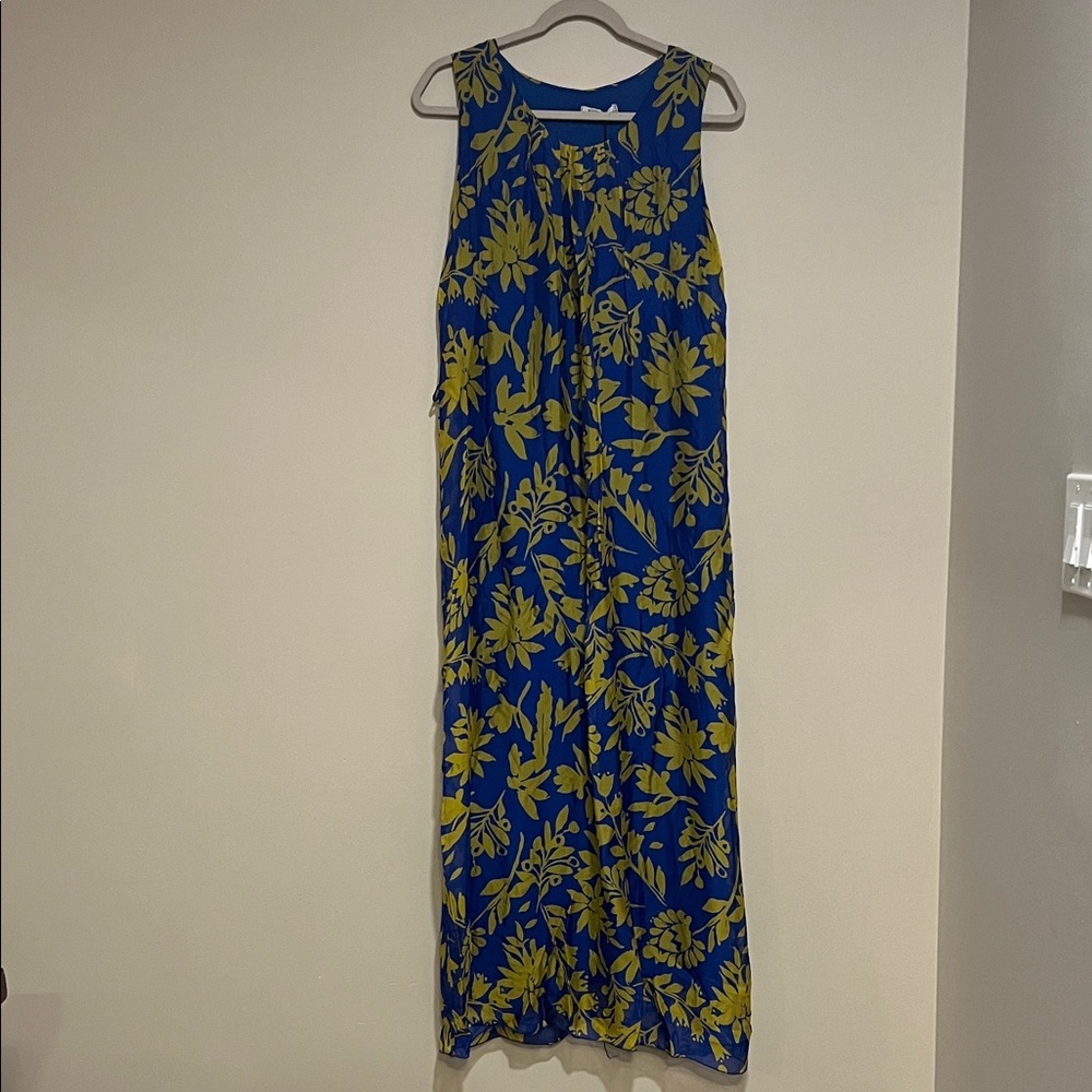 Rosemarine NEW cool alt blue & lime floral sleeveless maxi dress Women’s size M